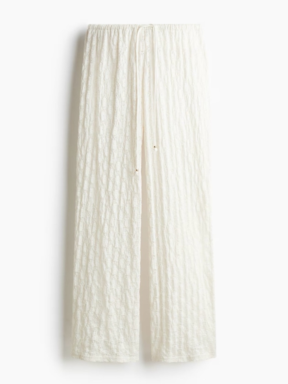 Textured Ivory Wide-Leg Lounge Pants